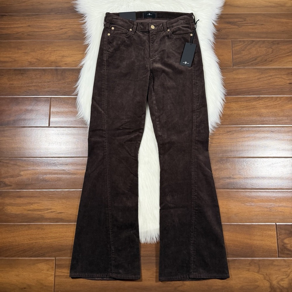 7 For All Mankind Size 28 Twisted Dojo Tailorless Flare Jeans Corduroy Coffee